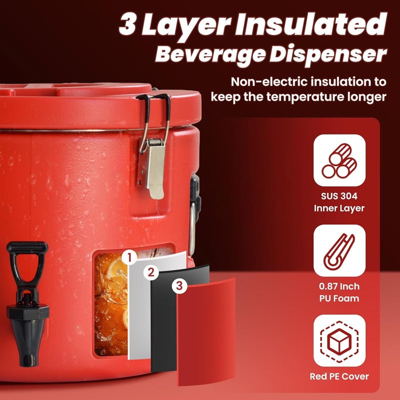 Carivia 20L/5Gal Insulated Beverage Dispenser, Ice & Hot Drink Dispenser with Spout Spigot and Portable Handles,Thermal Hot and Cold Drink Server Dispenser for Restaurant Drink Shop - Image 3